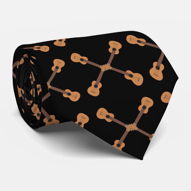 Ukulele Music Instrument (black) Tie (Rolled)