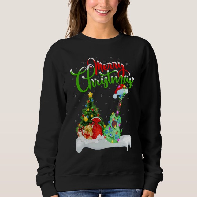 Ukulele Music   Xmas Decorations Santa Ukulele Chr Sweatshirt (Front)