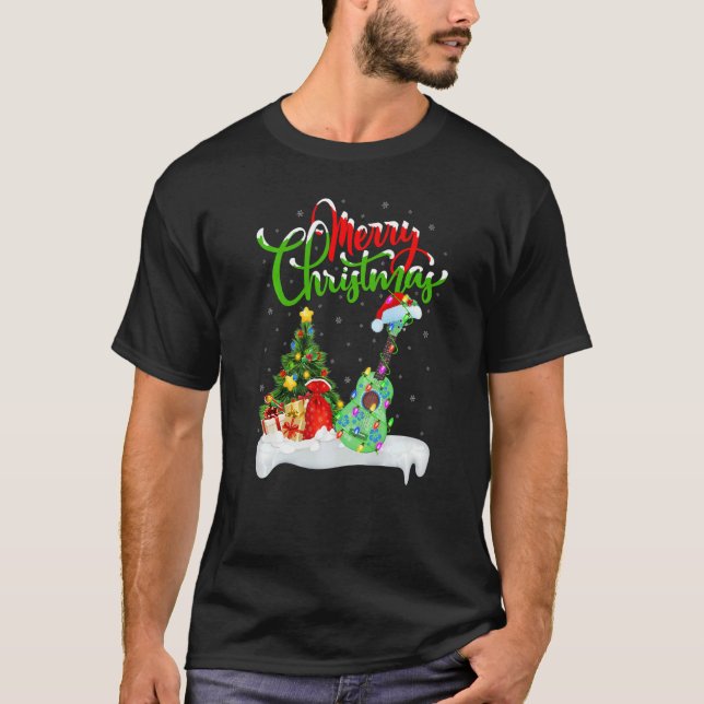 Ukulele Music  Xmas Decorations Santa Ukulele Chri T-Shirt (Front)