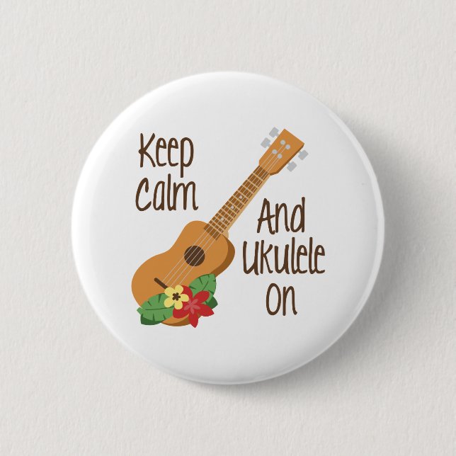 Ukulele On 6 Cm Round Badge (Front)