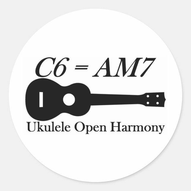 Ukulele Open Chords Classic Round Sticker (Front)