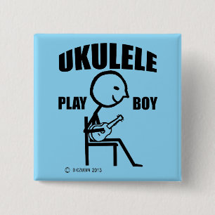 Ukulele Play Boy 15 Cm Square Badge