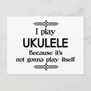 Ukulele - Play Itself Funny Deco Music Postcard
