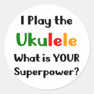 ukulele player classic round sticker