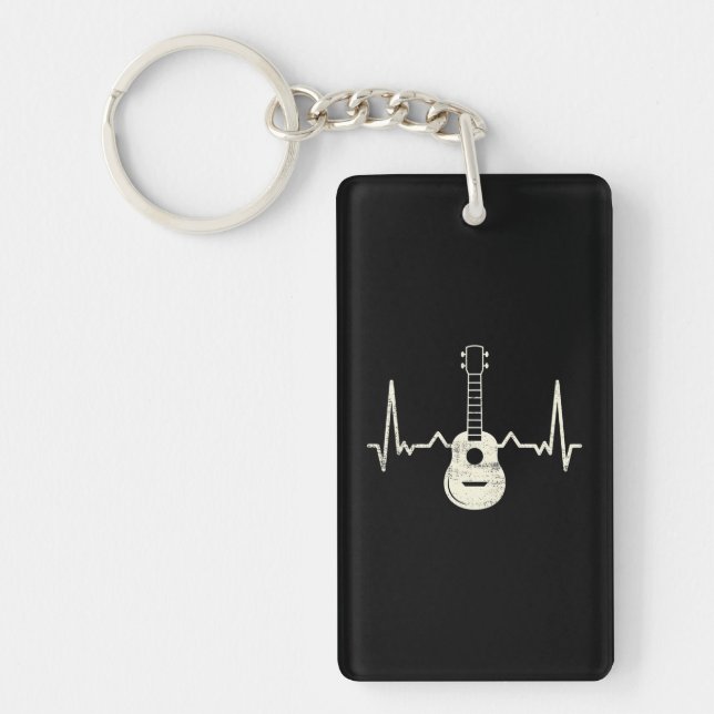 Ukulele Player I Heart Ukulele Key Ring (Front)