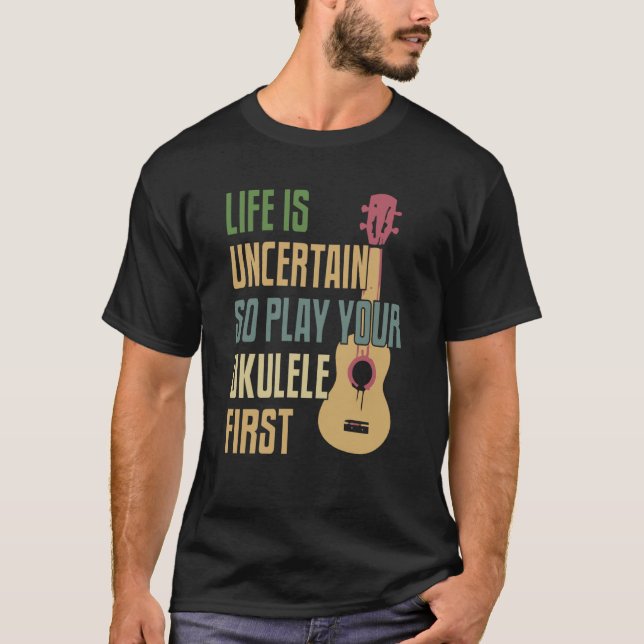 Ukulele Player Retro Style T-Shirt (Front)