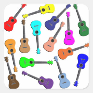 Ukulele Rainbow Square Sticker