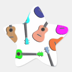 Ukulele Rainbow Star Sticker