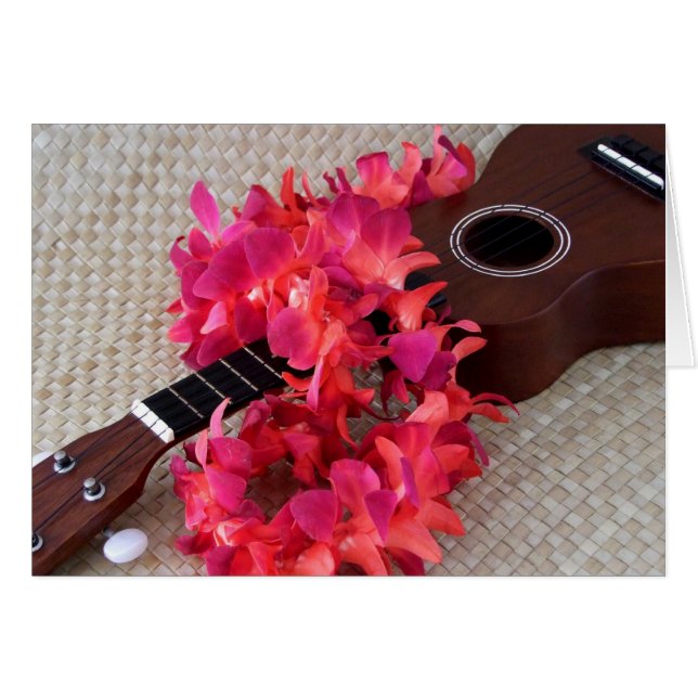 Ukulele & Red Flower Lei (Front Horizontal)