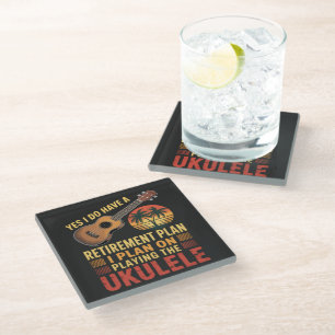 Ukulele Retirement Plan Funny Glass Coaster