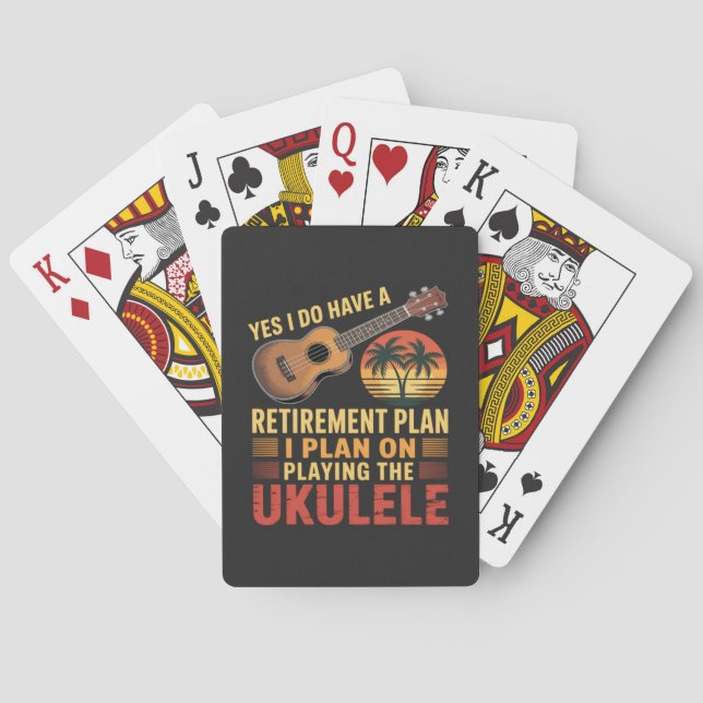 Ukulele Retirement Plan Funny Playing Cards (Back)