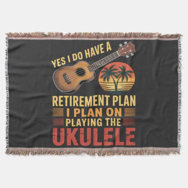 Ukulele Retirement Plan Funny Throw Blanket (Front)