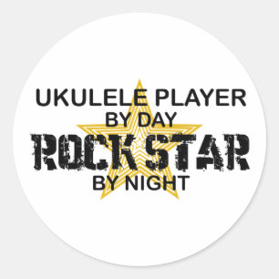Ukulele Rock Star by Night Classic Round Sticker