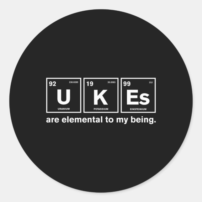 Ukulele Science Classic Round Sticker (Front)