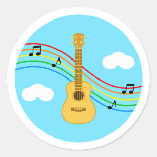 Ukulele Sticker Sky Rainbow Music Kids