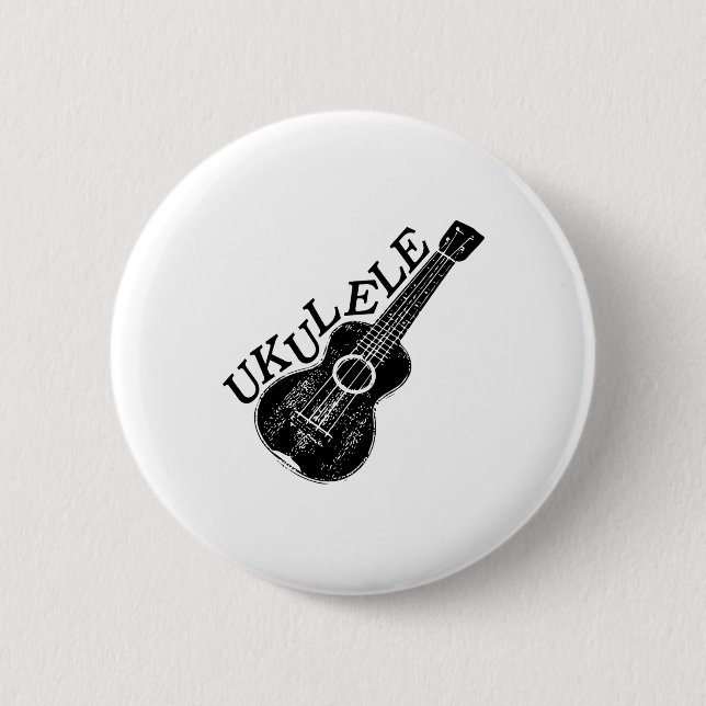 Ukulele Text And Image 6 Cm Round Badge (Front)