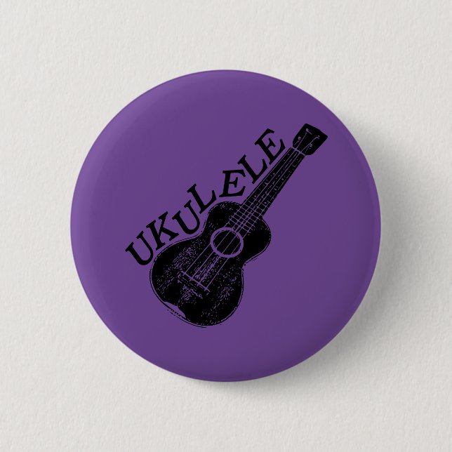 Ukulele Text And Image 6 Cm Round Badge (Front)