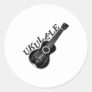 Ukulele Text And Image Classic Round Sticker