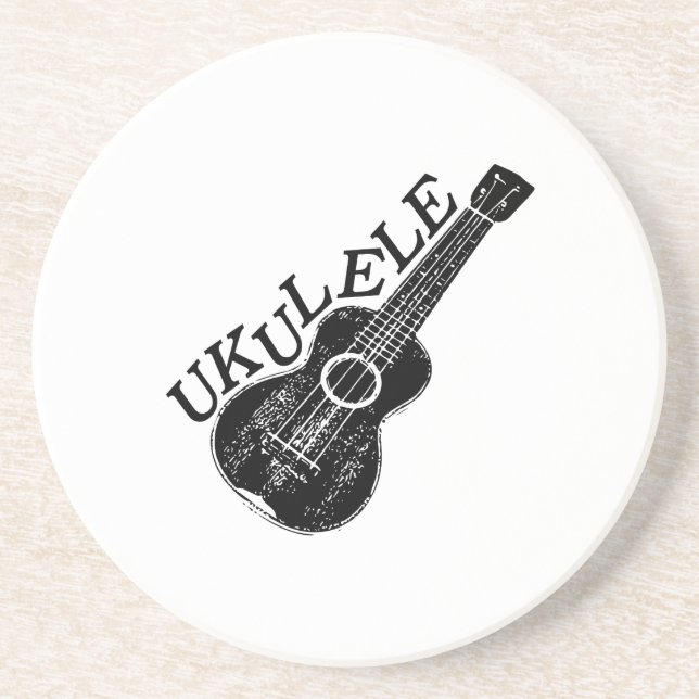 Ukulele Text And Image Coaster (Front)