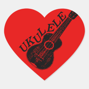 Ukulele Text And Image Heart Sticker