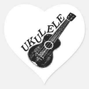 Ukulele Text And Image Heart Sticker