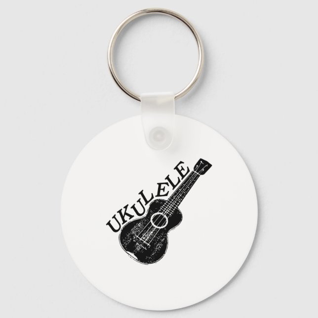 Ukulele Text And Image Key Ring (Front)