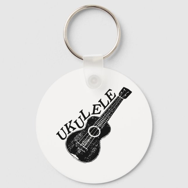 Ukulele Text And Image Key Ring (Front)