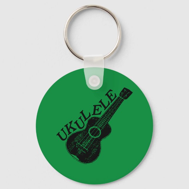 Ukulele Text And Image Key Ring (Back)