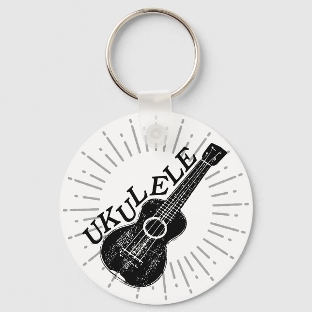 Ukulele Text And Image Keychain (Front)