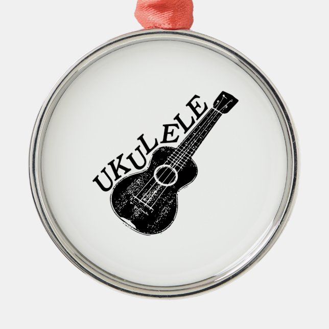 Ukulele Text And Image Metal Ornament (Front)