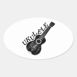 Ukulele Text And Image Oval Sticker