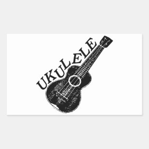Ukulele Text And Image Rectangular Sticker