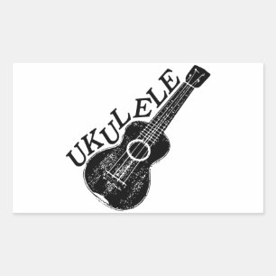 Ukulele Text And Image Rectangular Sticker