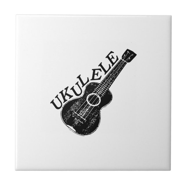 Ukulele Text And Image Square Ceramic Tile (Front)