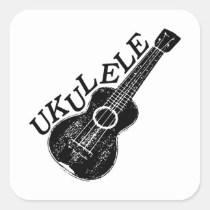 Ukulele Text And Image Square Sticker