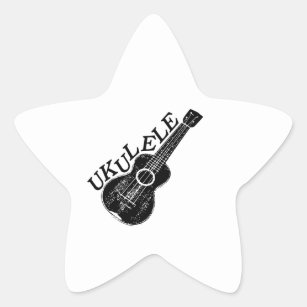 Ukulele Text And Image Star Sticker