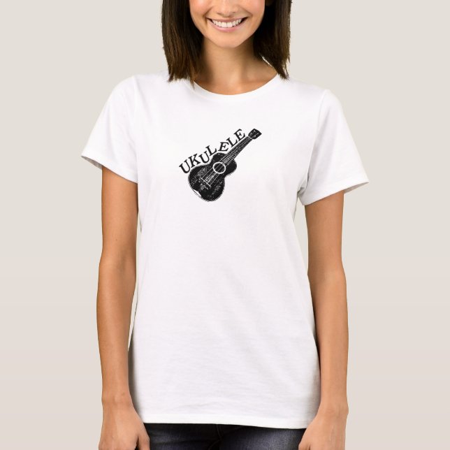 Ukulele Text And Image T-Shirt (Front)