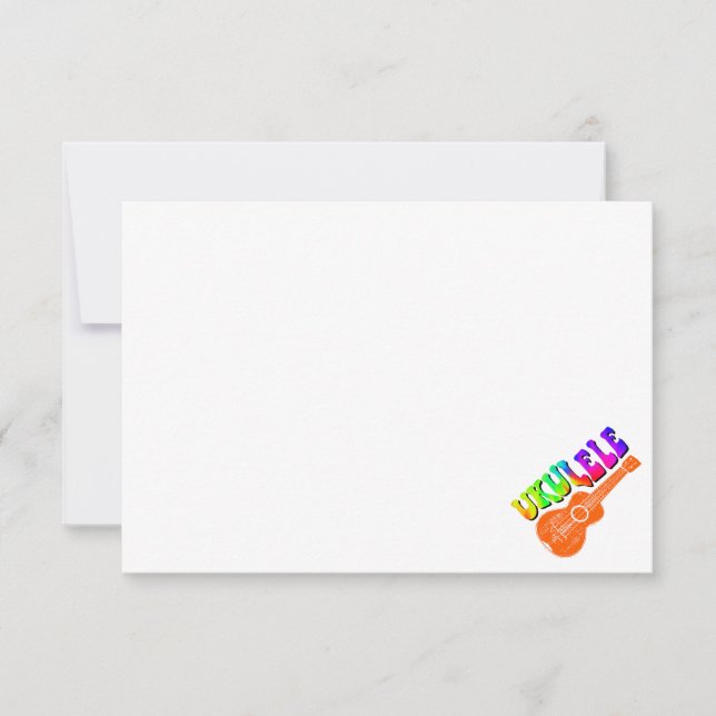 Ukulele Tie Dye Groovy Text Art Blank Card (Front)