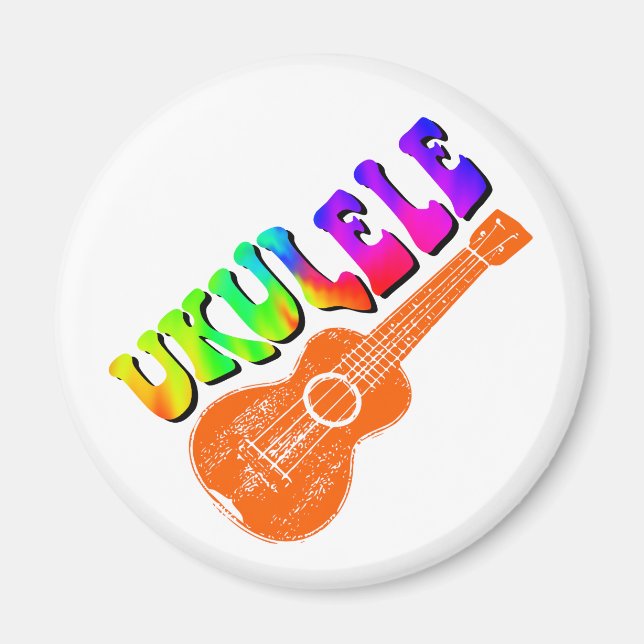 Ukulele Tie Dye Groovy Text Art Magnet (Front)