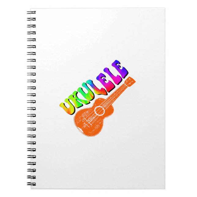 Ukulele Tie Dye Groovy Text Art Notebook (Front)
