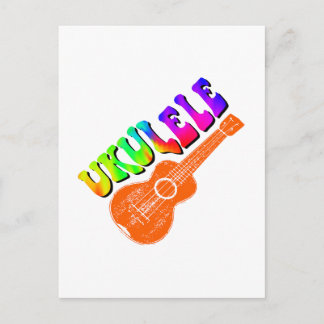 Ukulele Tie Dye Groovy Text Art Postcard
