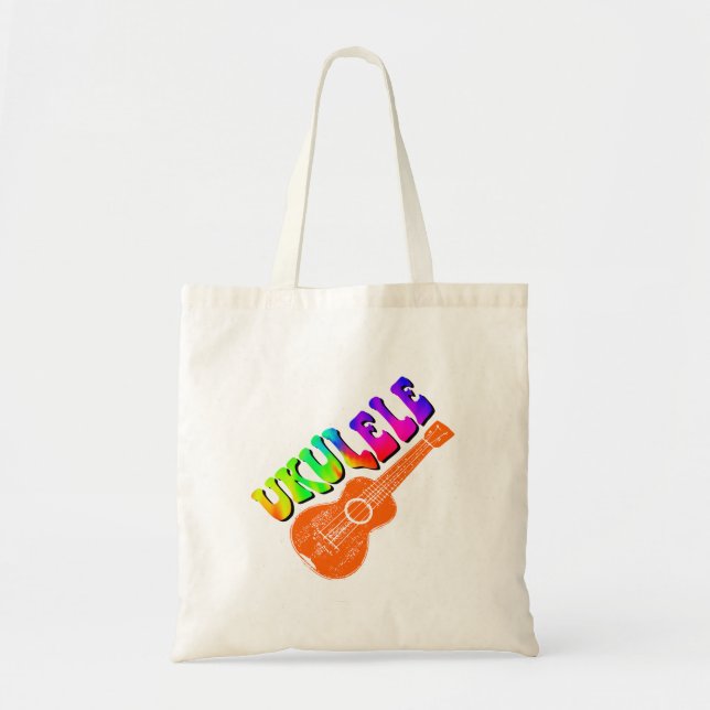 Ukulele Tie Dye Groovy Text Art Tote Bag (Front)