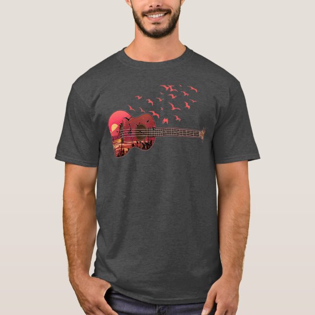Ukulele  Uke Scenic Sunshine Sunset Landscape T-Shirt (Front)