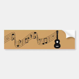 Ukulele with Music Notes Bumper Sticker