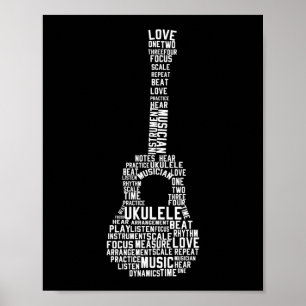 Ukulele Word Cloud Ukulele Player Hawaiian Poster