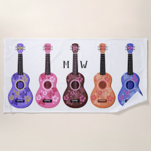 Ukuleles custom monogram beach towel