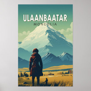 Ulaanbaatar Mongolia Travel Art Vintage Poster