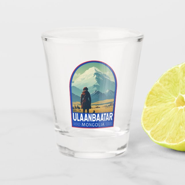 Ulaanbaatar Mongolia Travel Art Vintage Shot Glass (Front)