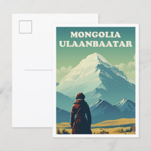Ulaanbaatar Mongolia Vintage Travel Illustration Postcard