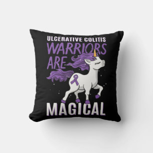 Ulcerative Colitis Awareness IBD Unicorn Purple Ri Cushion